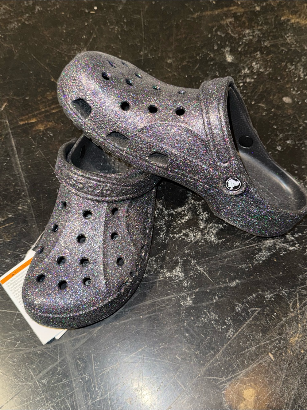 CROCS Classic Clog in Black Iridescent/Glitter